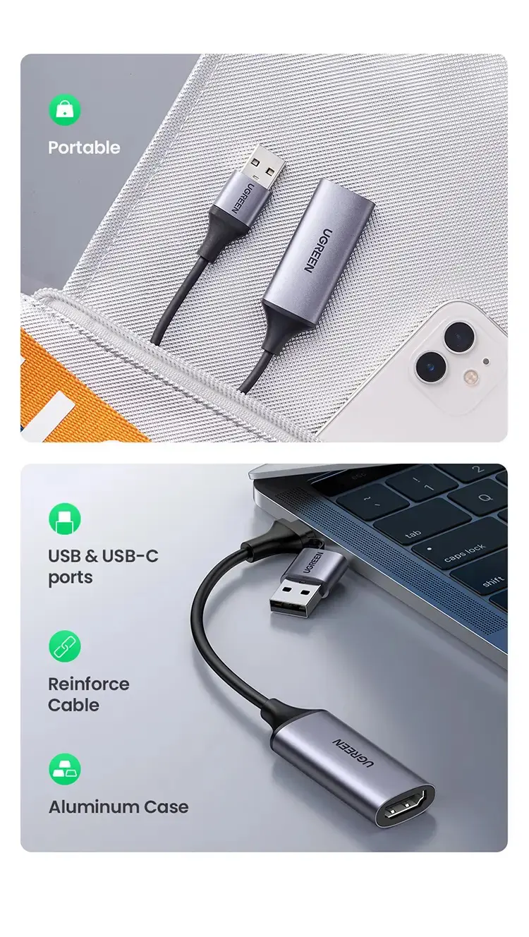 Kamstore.com.ua Карата видеозахвата UGREEN CM489 4K HDMI to USB (USB-C) Video Grabber Box (40199)