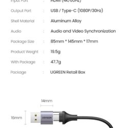 Kamstore.com.ua Карата видеозахвата UGREEN CM489 4K HDMI to USB (USB-C) Video Grabber Box (40203)