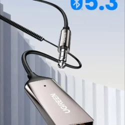 Kamstore.com.ua Автомобильный Bluetooth 5.3 адаптер UGREEN CM309 AUX ресивер (приемник) с микрофоном (70607) NEW