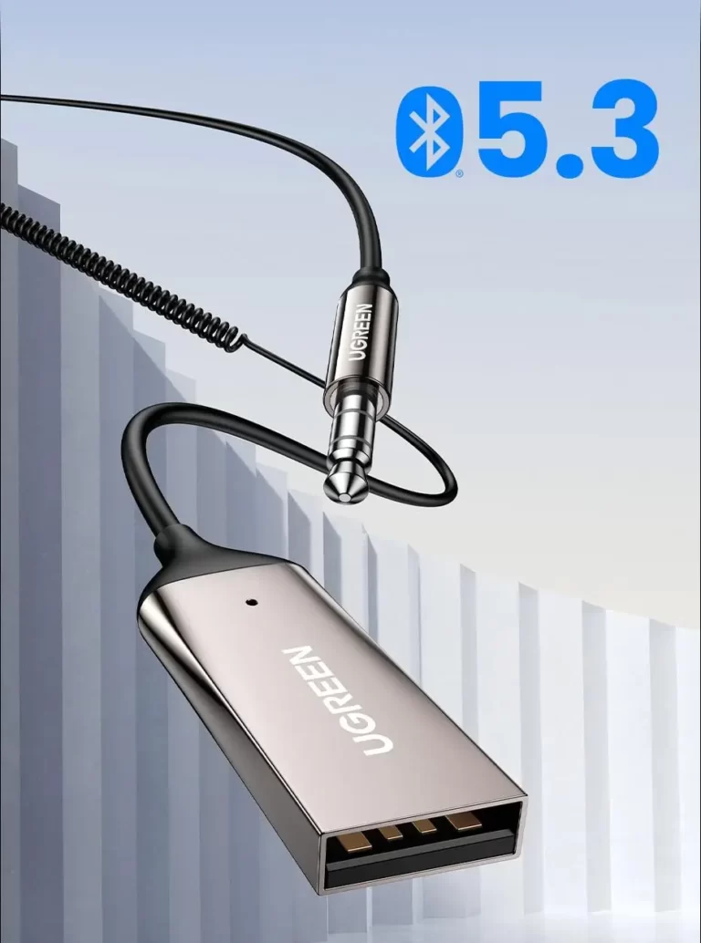 Kamstore.com.ua Автомобильный Bluetooth 5.3 адаптер UGREEN CM309 AUX ресивер (приемник) с микрофоном (70607) NEW