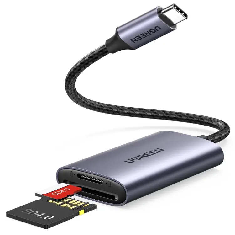 Kamstore.com.ua Кардридер USB-C 2 in 1 UGREEN CM401 Card Reader Type-C to SDTF 4.0 Aluminium Case NEW (15257)