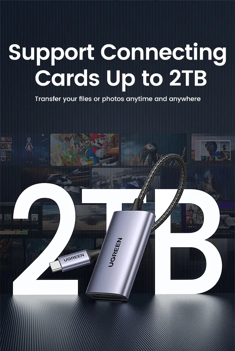 Kamstore.com.ua Кардридер USB-C 2 in 1 UGREEN CM401 Card Reader Type-C to SDTF 4.0 Aluminium Case NEW (15262)
