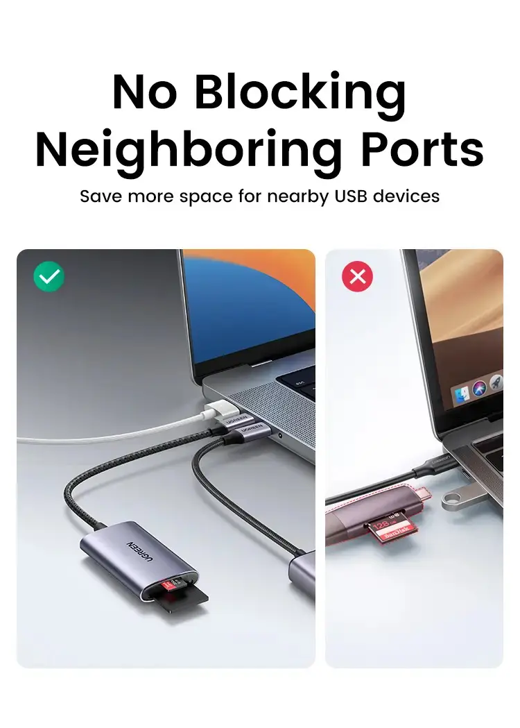 Kamstore.com.ua Кардридер USB-C 2 in 1 UGREEN CM401 Card Reader Type-C to SDTF 4.0 Aluminium Case NEW (15267)
