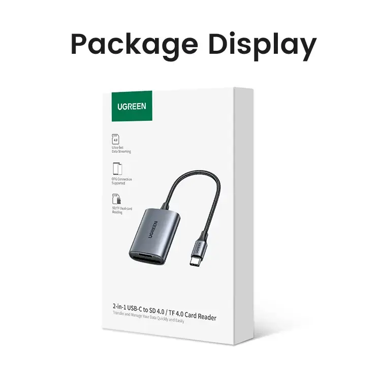 Kamstore.com.ua Кардридер USB-C 2 in 1 UGREEN CM401 Card Reader Type-C to SDTF 4.0 Aluminium Case NEW (15272)