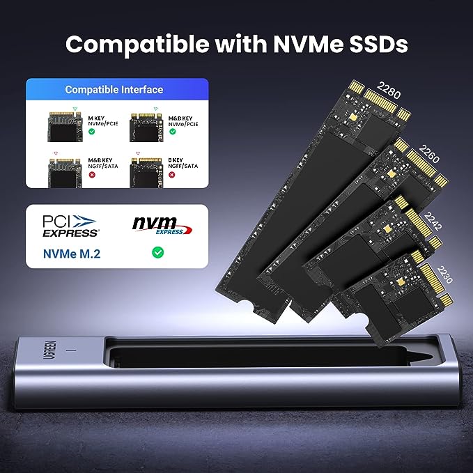 Внешний корпус UGREEN CM559 карман для жесткого диска M.2 NVMe SSD USB 3.2 Gen2 (15522)