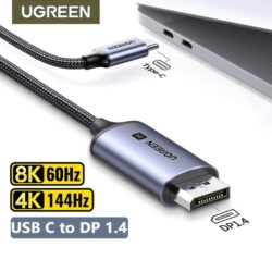 Kamstore.com.ua Кабель DisplayPort UGREEN CM556 USB C to DisplayPort 1.4 8K 60Hz 32.4Gbps Black (1-2m) (1)