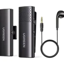 Микрофон петличный UGREEN CM476 беспроводной конденсаторный с шумоподавлением Bluetooth 5.3 для камеры, видеоблога Black (30887)
