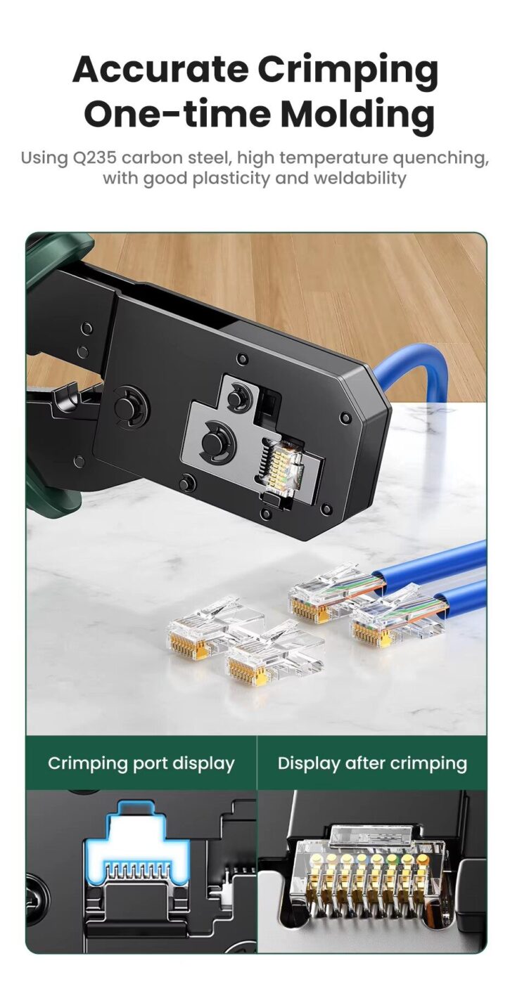 Kamstore.com.uaОбжимные клещи Ugreen NW136 кримпер для RJ45 CAT678 Green (70684)
