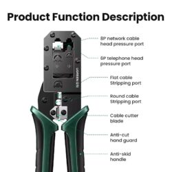 Kamstore.com.uaОбжимные клещи Ugreen NW136 кримпер для RJ45 CAT678 Green (70696)