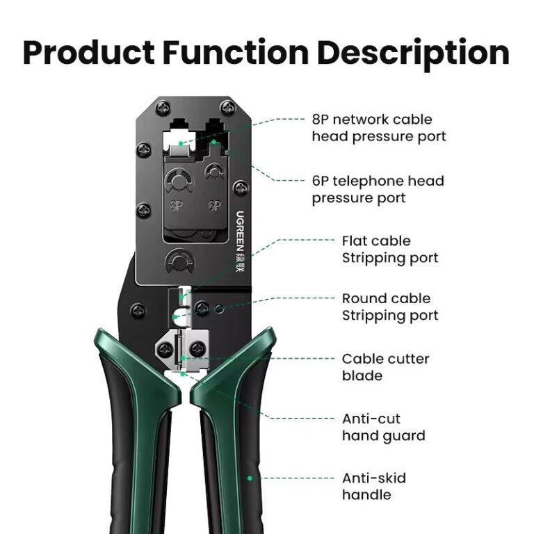 Kamstore.com.uaОбжимные клещи Ugreen NW136 кримпер для RJ45 CAT678 Green (70696)
