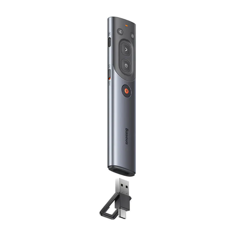 baseus-orange-dot-multifunctional-remote-control-for-presentation-with-red-laser-pointer-rechargeable-grey (4)