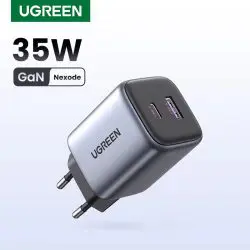 Зарядное устройство UGREEN CD350 Nexode 35W GaN Fast Charger USB-C для быстрой зарядки MacBook Pro/Air, iPad, iPhone 16 15 Pro Max, Galaxy S24 Ultra, Dell XPS Grey (15539)