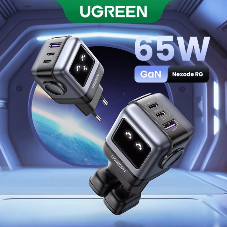 Kamstore.com.ua Зарядное устройство UGREEN CD361 Nexode RG 65W Robot Design 3-Port GaN Fast Charger 25685 (1)