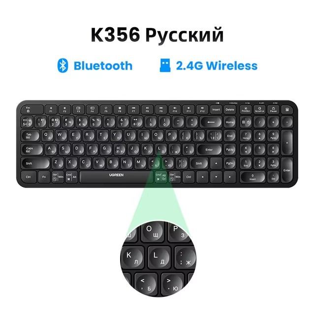 Kamstore.com.ua Клавиатура UGREEN K356 Black 35307 (1)