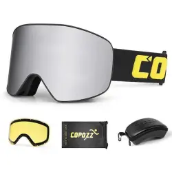 Горнолыжная маска Copozz GOG-2919 магнитная, 100% защита от ультрафиолета, Anti-Fog Ski, Unisex, комплект Silver