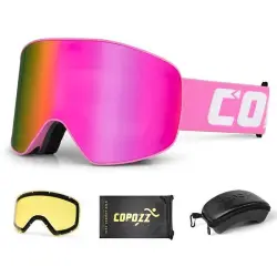 Горнолыжная маска Copozz GOG-2919 магнитная, 100% защита от ультрафиолета, Anti-Fog Ski, Unisex, комплект Pink