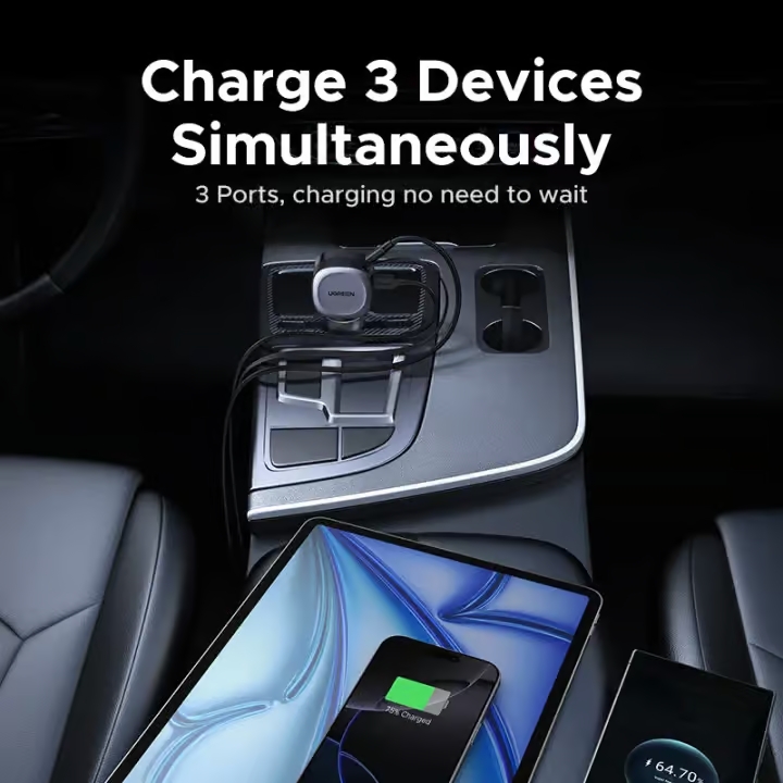 UGREEN-55653-75W-Car-Charger-2-in-1-Retractable-Cable-06