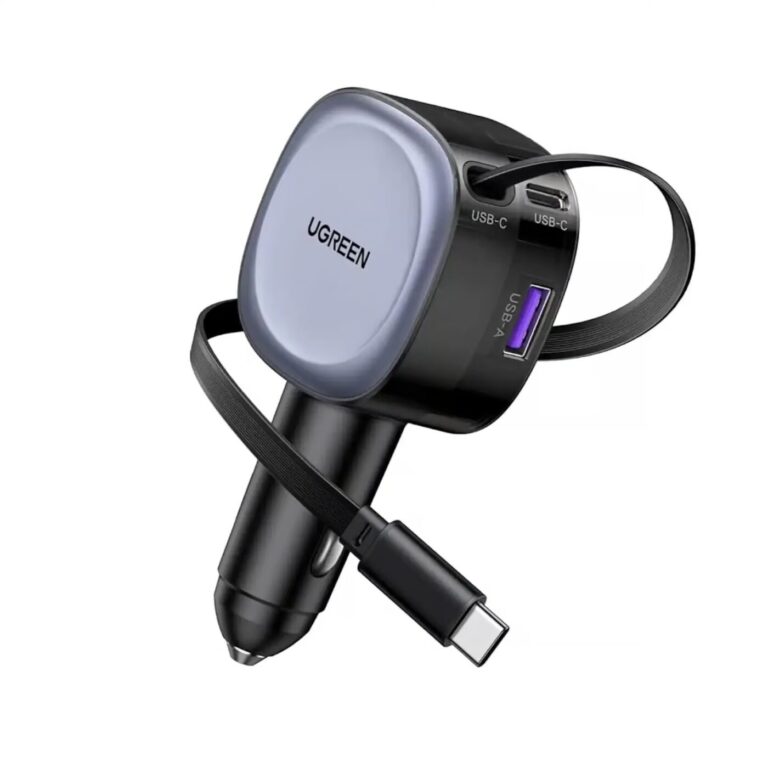 UGREEN-55653-75W-Car-Charger-2-in-1-Retractable-Cable