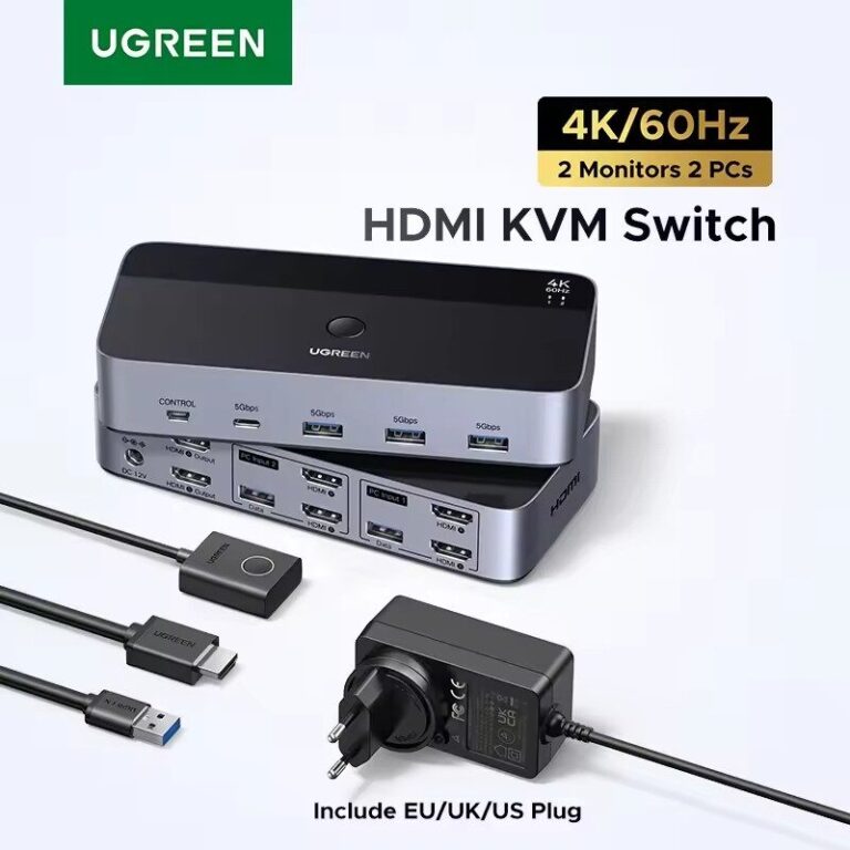 Kamstore.com.ua KVM переключатель HDMI 2 In 2 Out Ugreen AK500 Black 55455 (1)