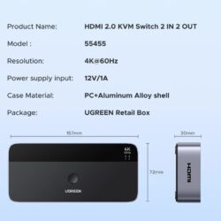 Kamstore.com.ua KVM переключатель HDMI 2 In 2 Out Ugreen AK500 Black 55455 (5)