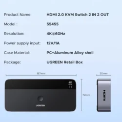 Kamstore.com.ua KVM переключатель HDMI 2 In 2 Out Ugreen AK500 Black 55455 (5)