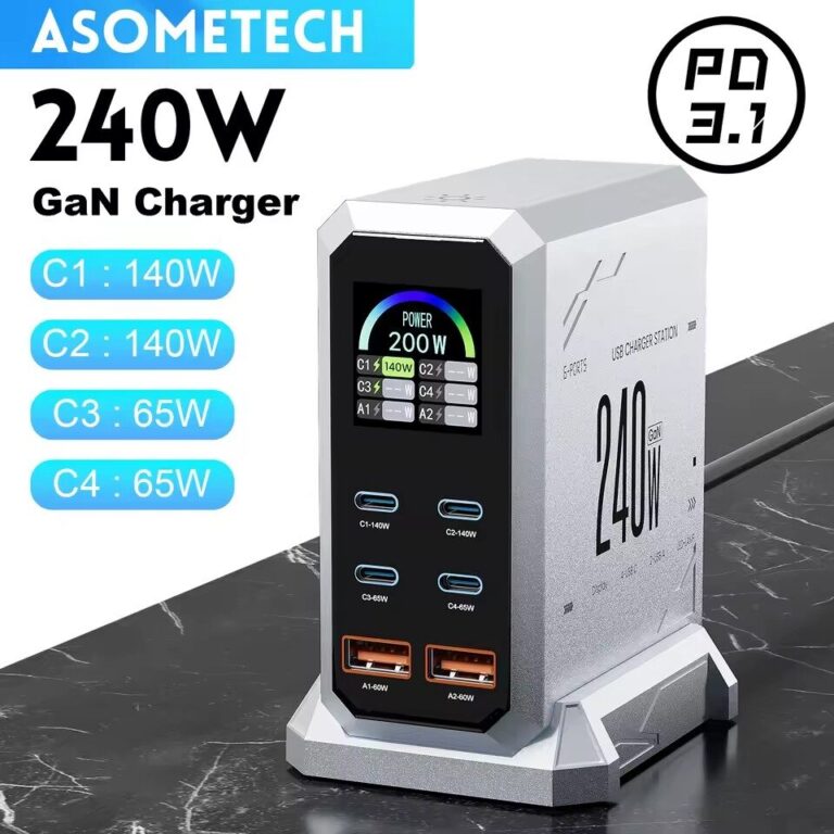 Kamstore.com.ua Зарядное устройсво Gan 240W 4C2A Asometech HW186 (1)