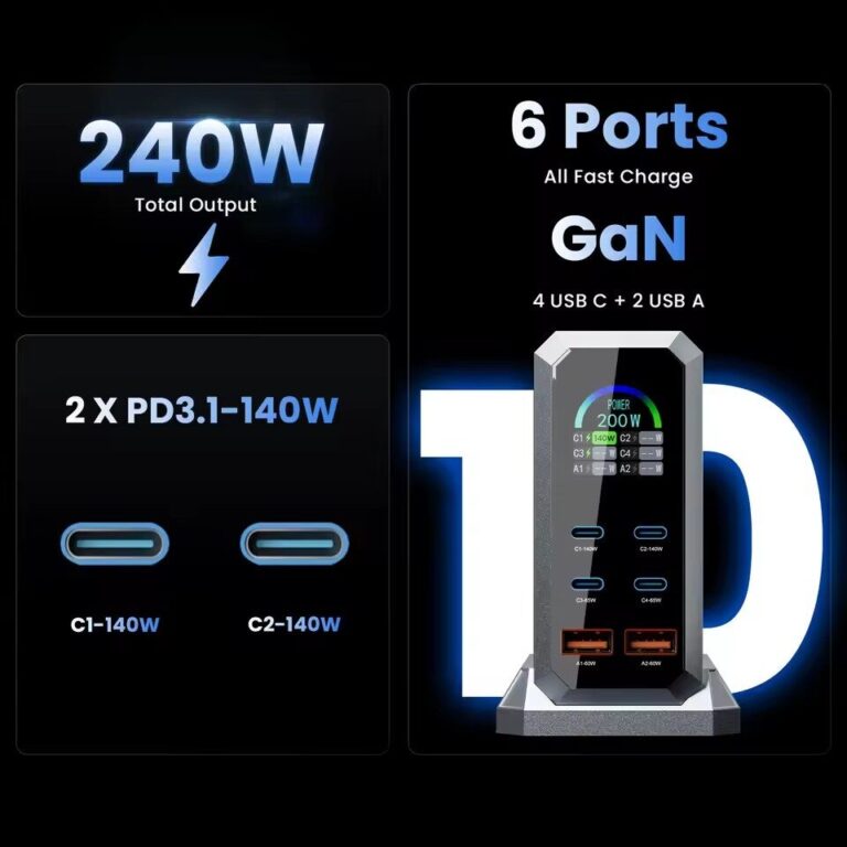 Kamstore.com.ua Зарядное устройсво Gan 240W 4C2A Asometech HW186 (6)