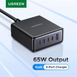 Зарядное устройство 5-in-1 Ugreen X767 65W 5-Ports PPS QC4.0 PD3.0 для телефона iPhone 16 15 14 Pro Xiaomi Samsung планшет Macbook Air 4C1A Black (65195)