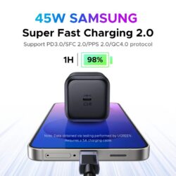 Зарядное устройство Ugreen X524 UGREEN 45W GaN Charger PD3.0 Fast Charger PPS QC3.0 Quick Charge For Samsung S25 S24 Ultra iPhone 16 15 14 Pro Max iPad Tablet Black (65051)