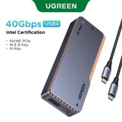 Внешний карман Ugreen D703 Intel Chipset 40 Гбит/с NVMe, корпус для твердотельного накопителя, адаптер M.2 - USB4.0 для M.2 NVME PCIE Grey (65727)