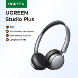 Беспроводные наушники UGREEN HP207 Studio Plus 48db ANC полноразмерные для iPhone с адаптивным шумоподавлением, HiTune Studio Plus Bluetooth 6.0 Silver Black (75630)