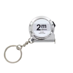 Рулетка портативная Probon измерительная, небольшая, бытовая, из мягкой стали, брелок с выдвижной лентой длиной 2м Silver